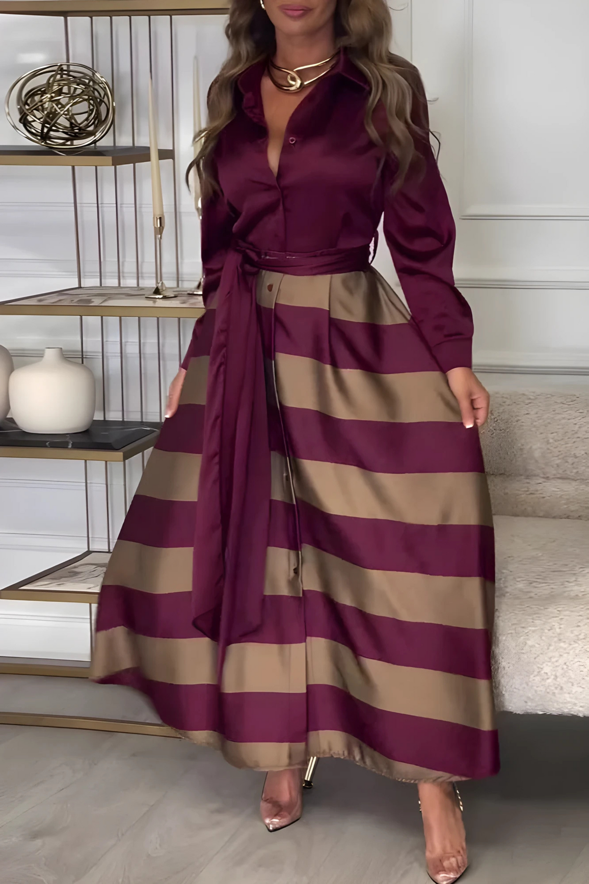 Estrid | Robe chemise rayée avec ceinture