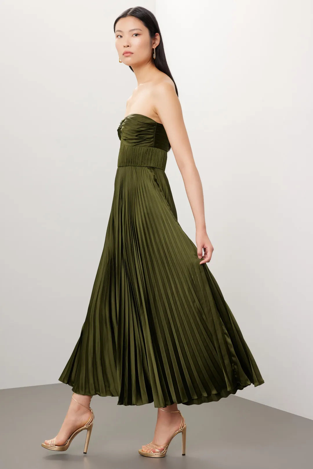 Alenya | Trägerloses Plissé-Maxikleid